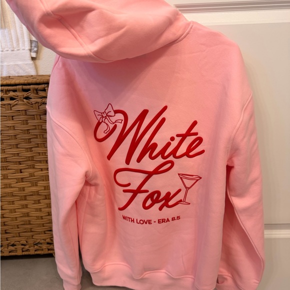 White Fox Boutique Pink Hoodie with Red Logo NWOT - Picture 3 of 3
